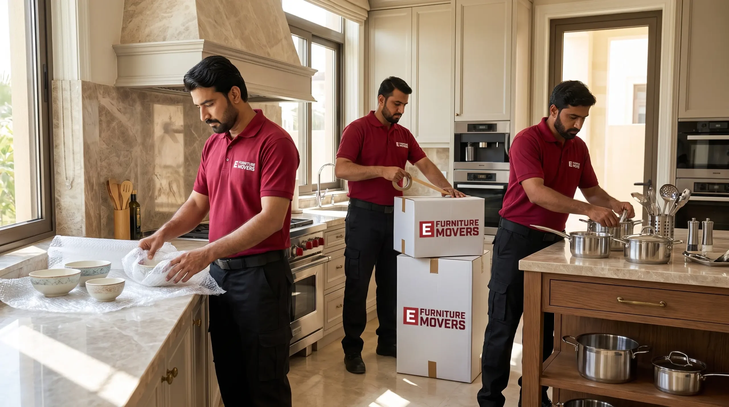 E Furniture Movers relocating a high-rise apartment in Dubai