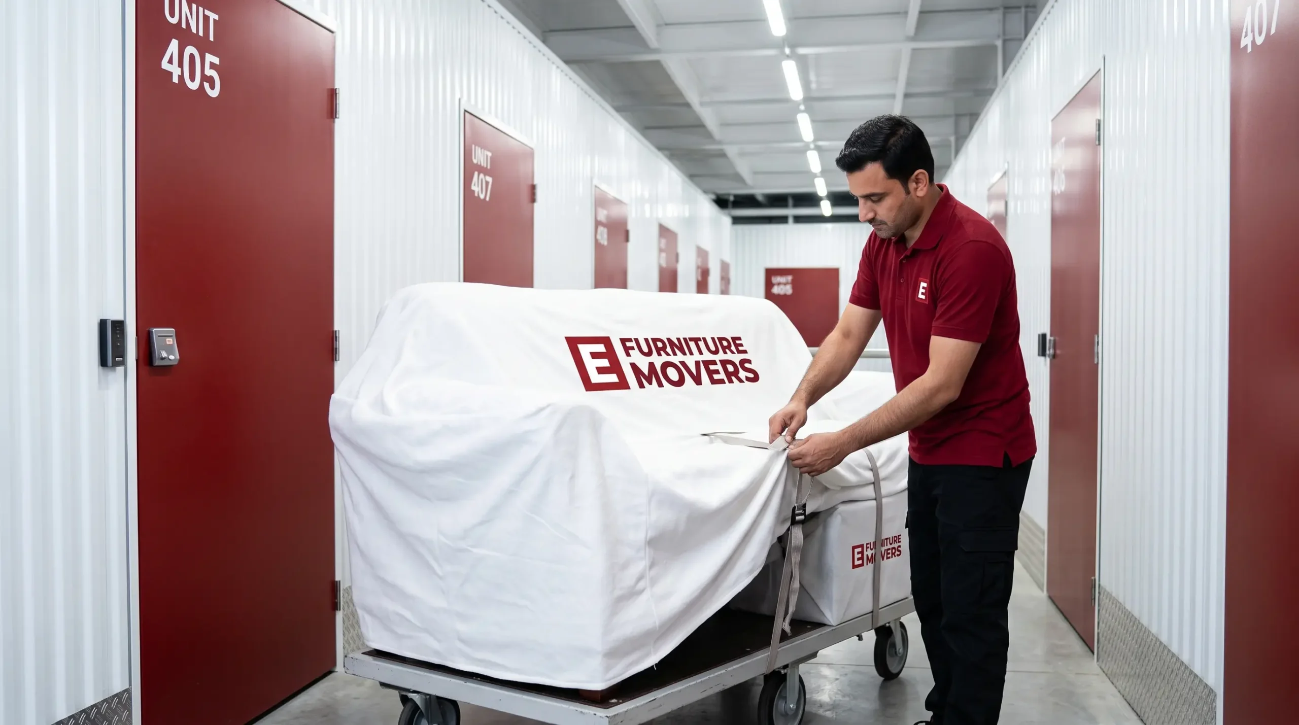 E Furniture Movers commercial fleet and handling equipment in Dubai