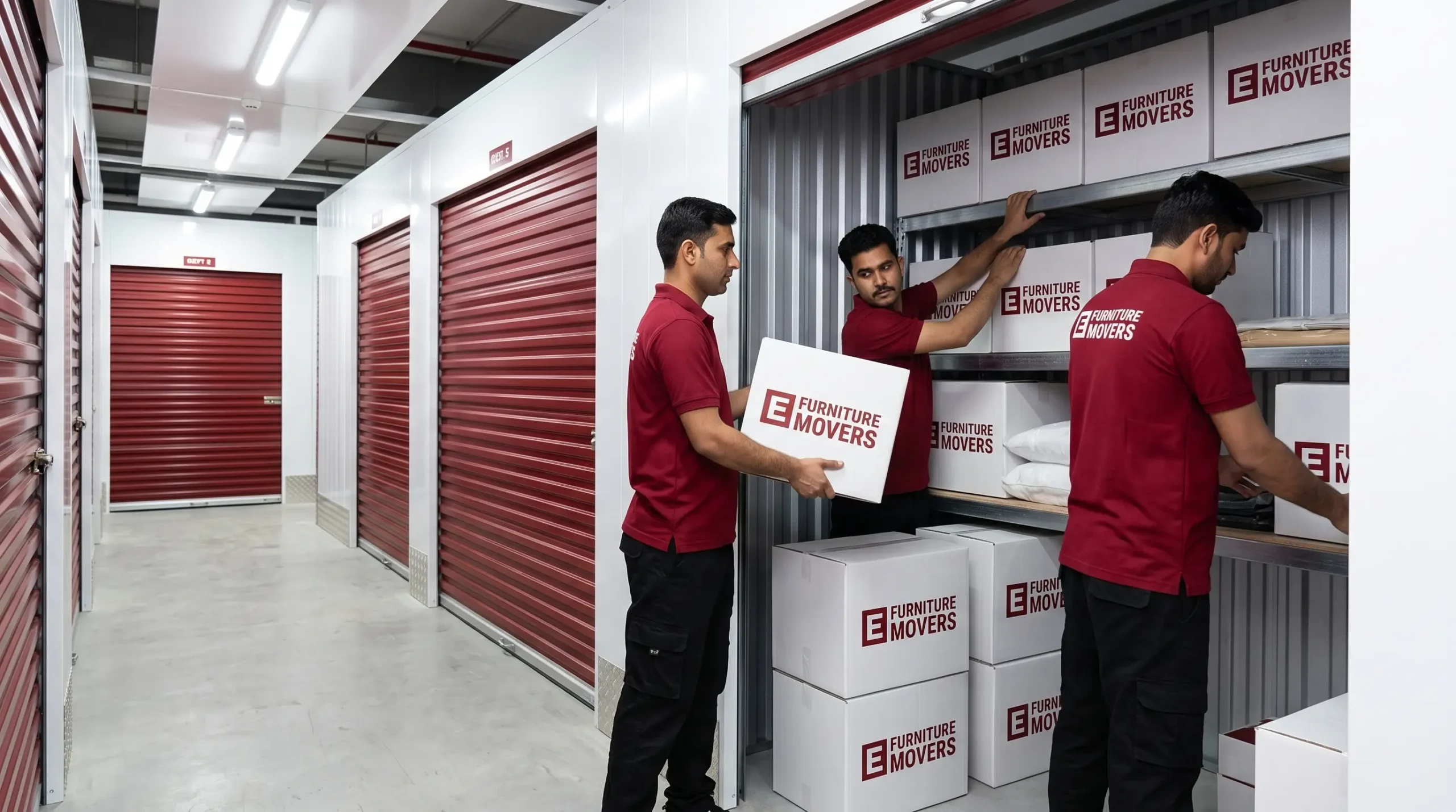 E Furniture Movers climate-controlled storage facility in Dubai